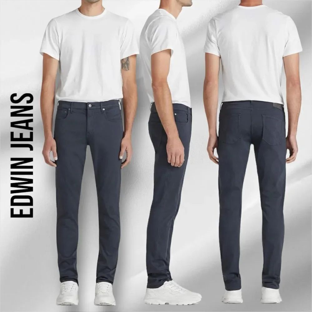 EDWIN Men’s Maddox 5 Pockets Slim Pants in the Size 30X32 in Navy Blue Color